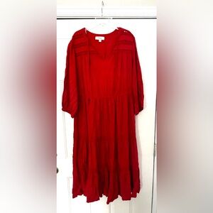 Nurture by Westbound Vibrant Red Long Sleeve Dress 2X NWT